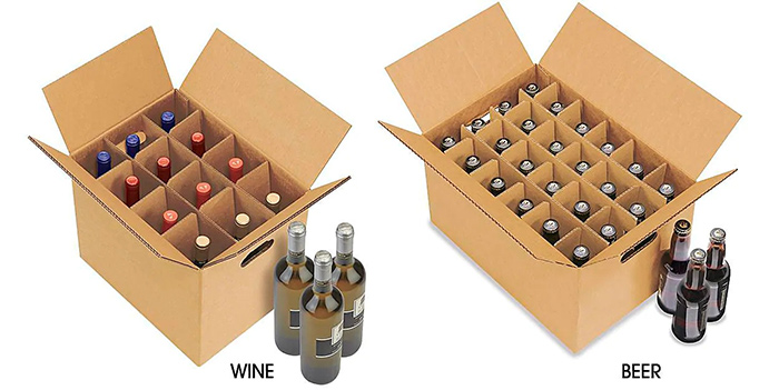 1 mẫu thùng carton đựng chai rượu tại xưởng sản xuất hộp carton